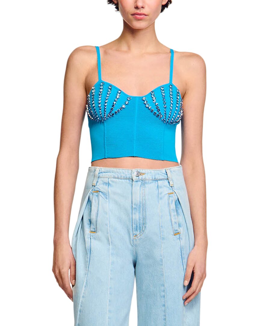 Sandro Shell Sweater In Blue