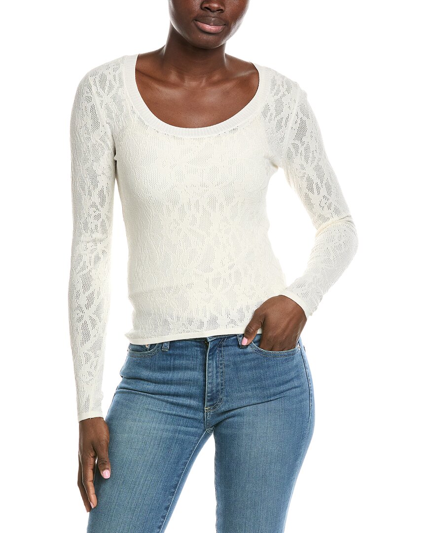 Z Supply Tibi Scoop Mesh Sweater In White