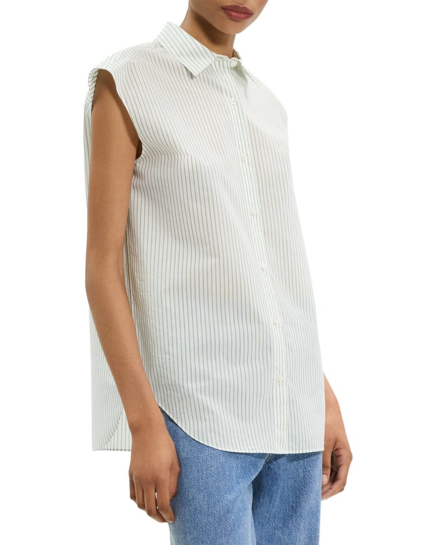Theory Sleeveless Boyfriend Shirt In V52-green Multi