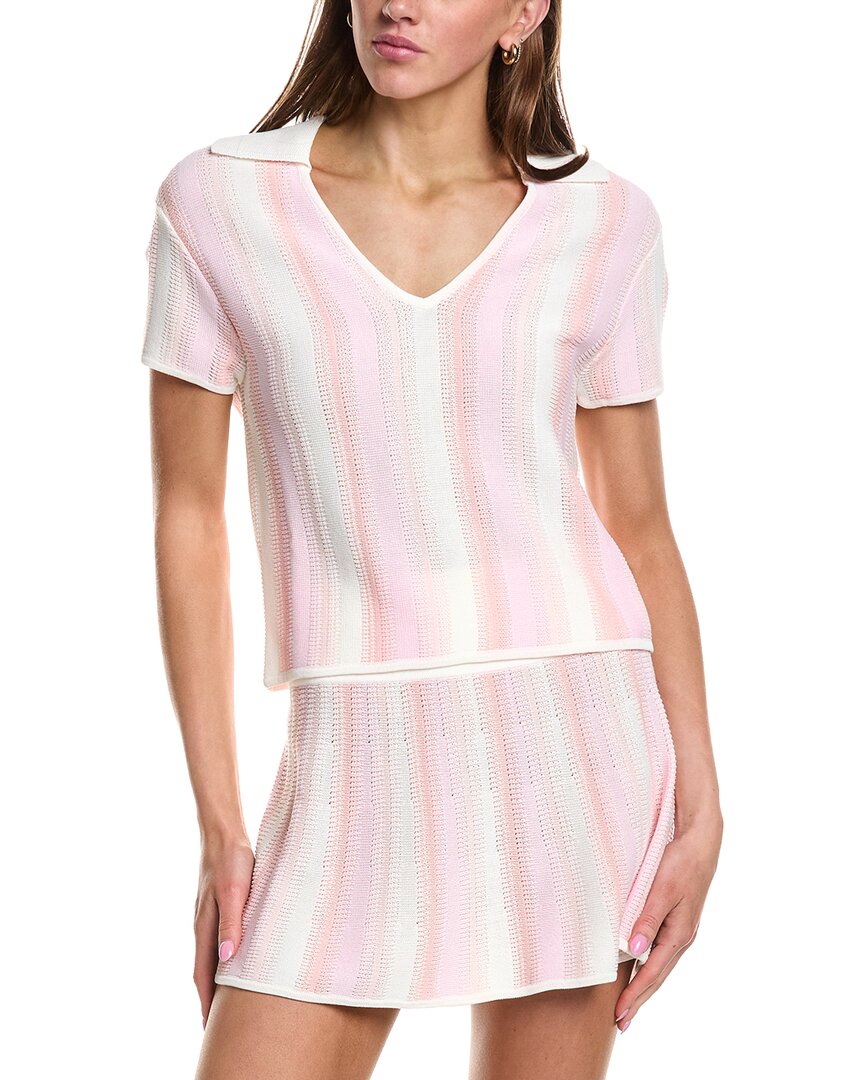 Rowing Blazers Knit Cropped Wool-blend Polo Top In Pink