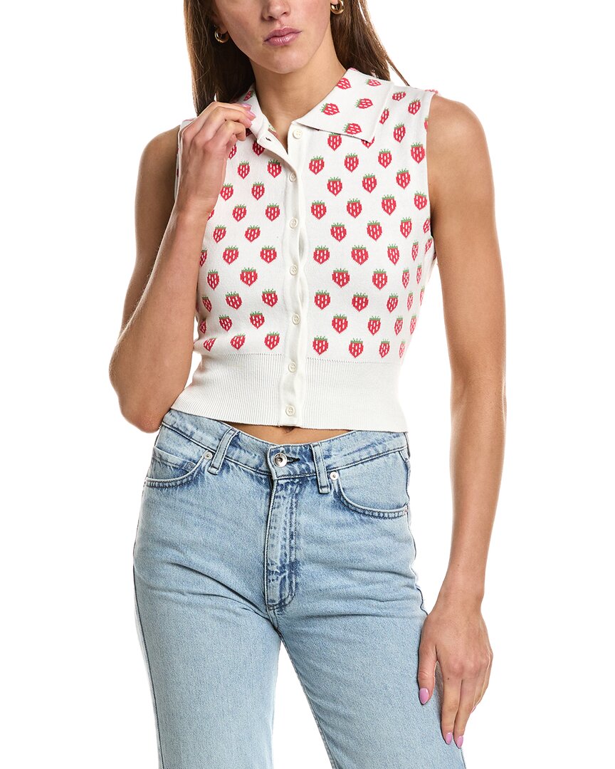 Rowing Blazers Knit Collared Button-up Cashmere-blend Tank In Pink