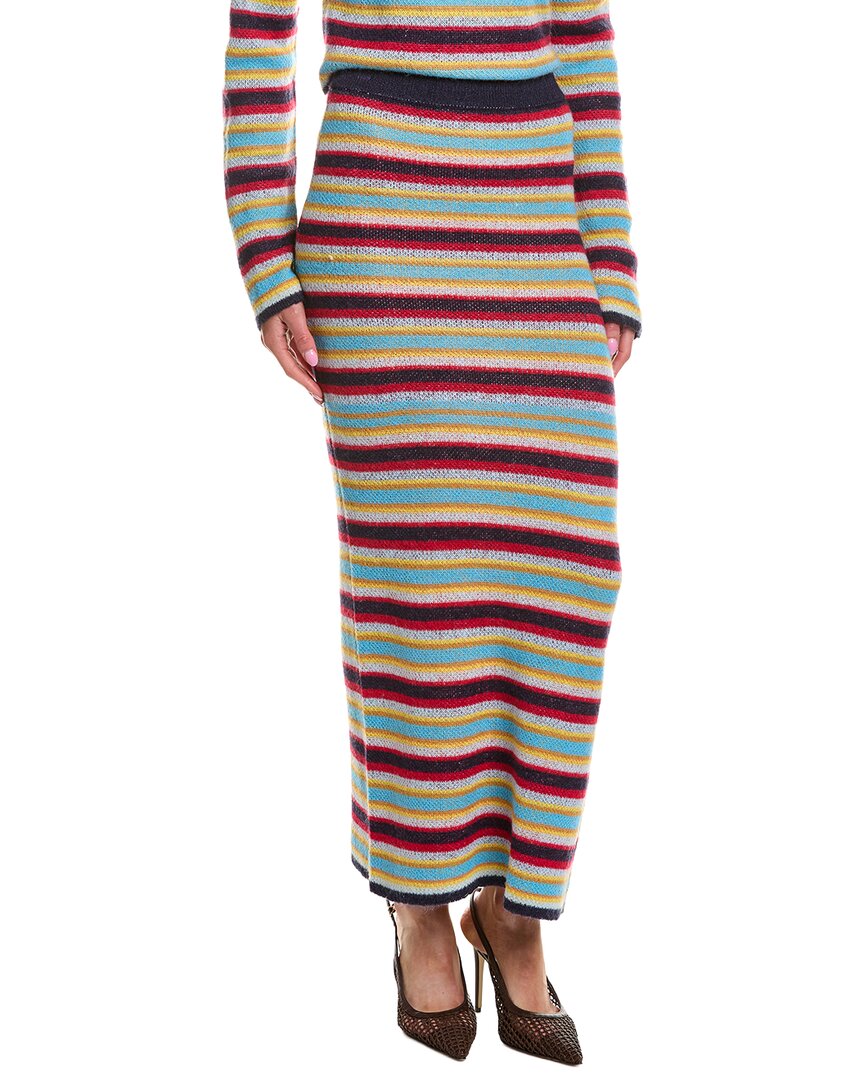 Rowing Blazers Stripe Wool & Mohair-blend Maxi Skirt In Blue Red Multi