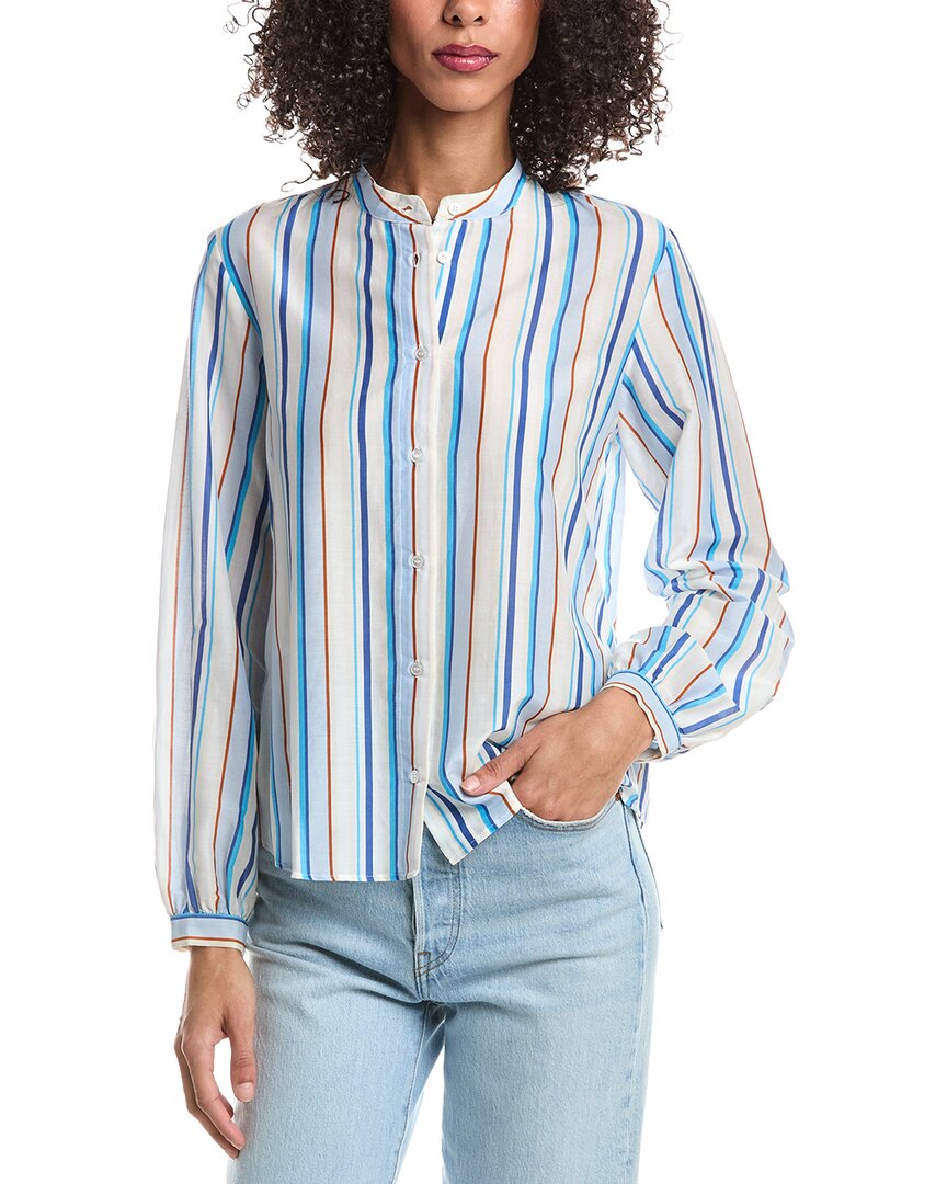 Marella Nancy Silk-blend Shirt In Blue