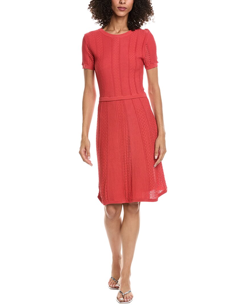 The Kooples Romantic Net Stitches Mini Dress In Red