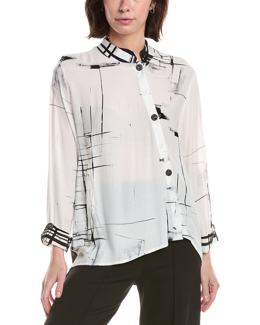 Lemon Grass Stand Collar Blouse In White
