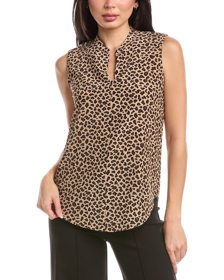 St John St. John Spotted Leopard Silk Top In Multi
