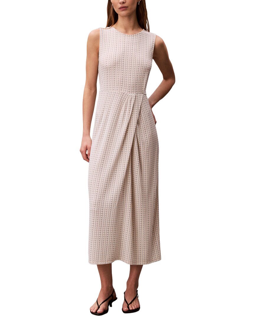 Calvin Klein Printed Crepe Jersey Maxi Dress In Neutral