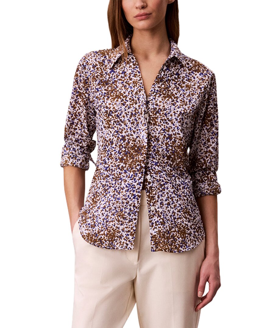 Calvin Klein Textured Print Slim Button-down Shirt In Multicolor