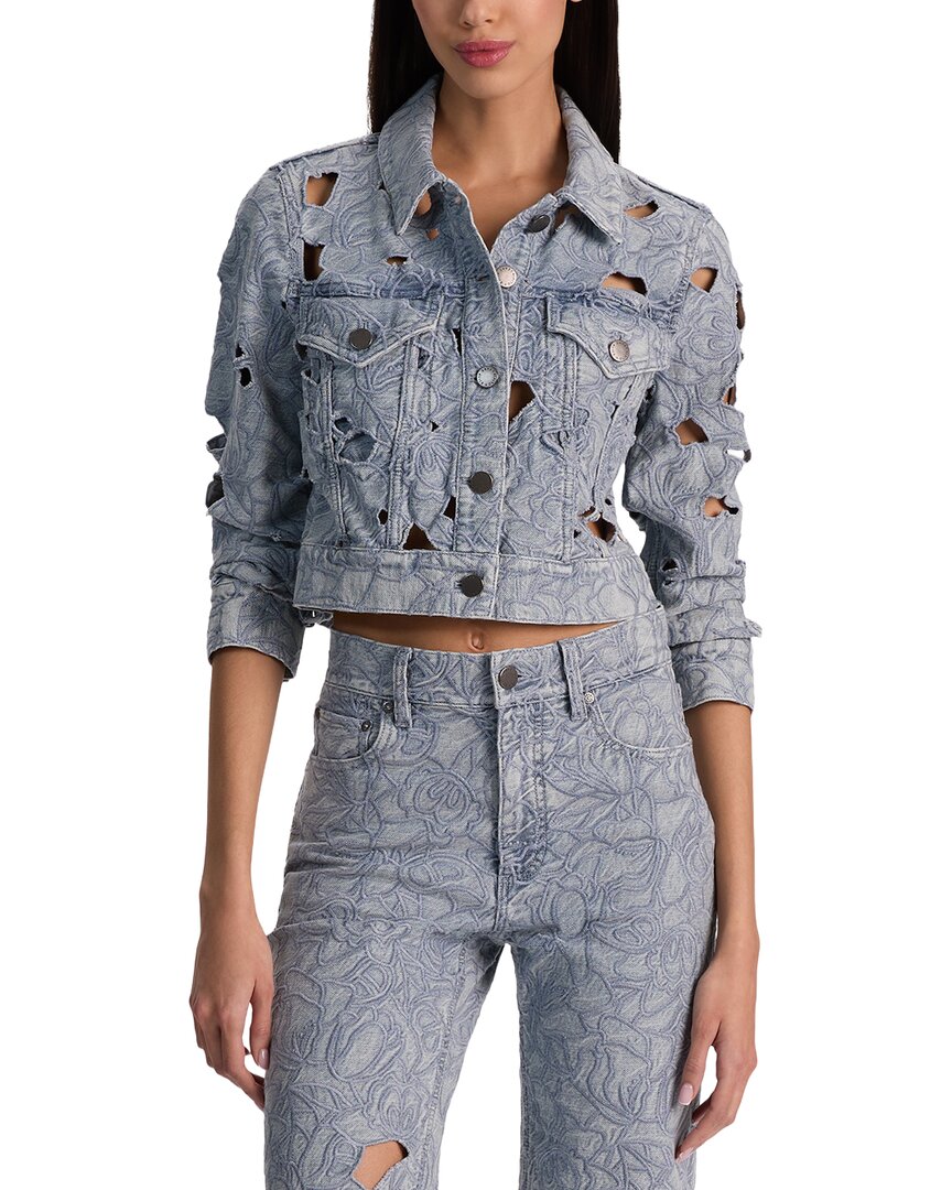 Alice And Olivia Alice + Olivia Chloe Denim Jacket In Blue