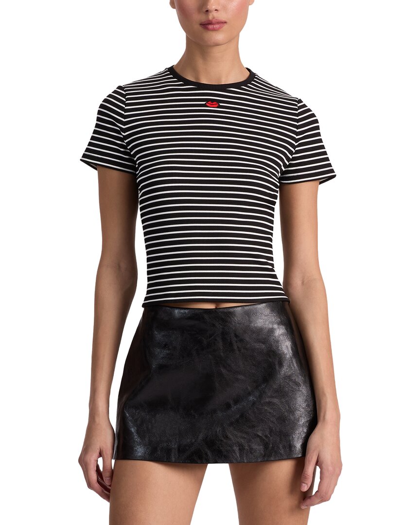 Alice And Olivia Alice + Olivia Cindy Cropped Tee In Black