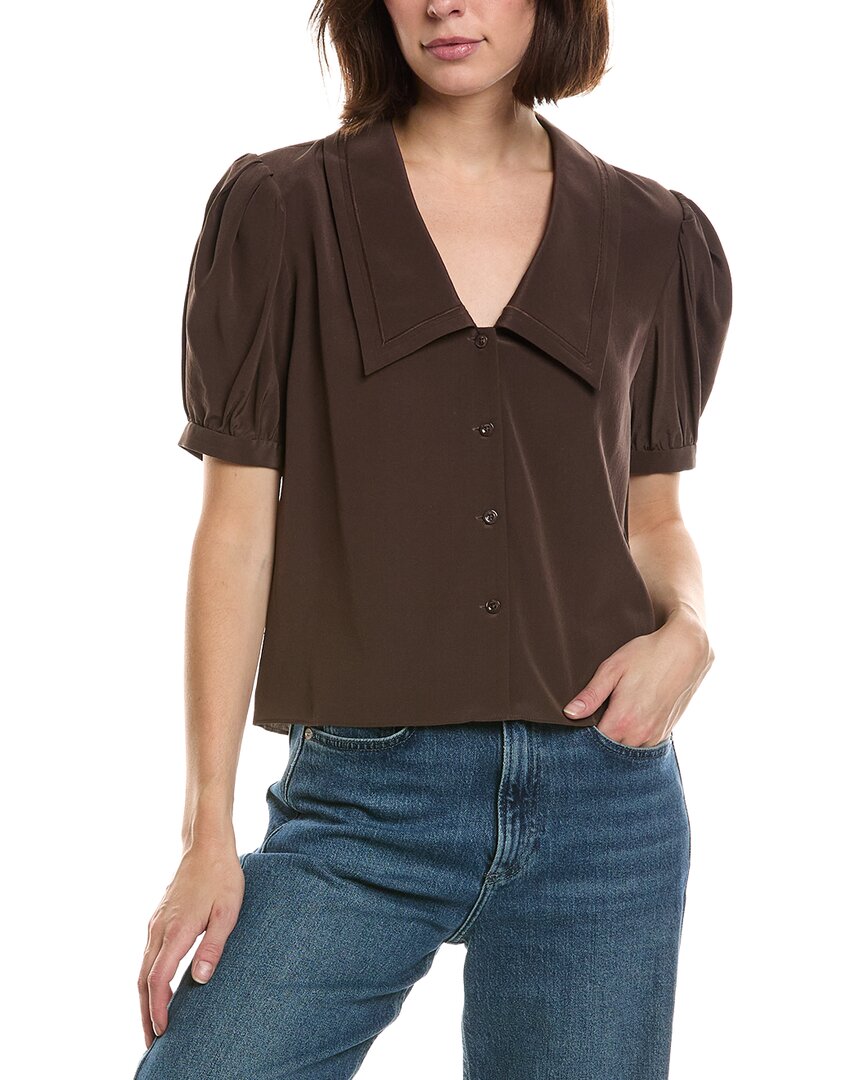 Frame The Sailor Silk Blouse In Brown