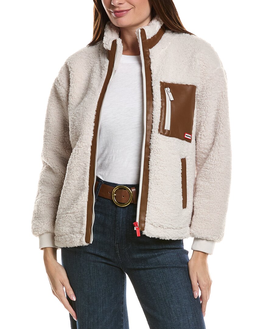 Hunter Emma Sherpa Mixed Media Jacket In Neutral