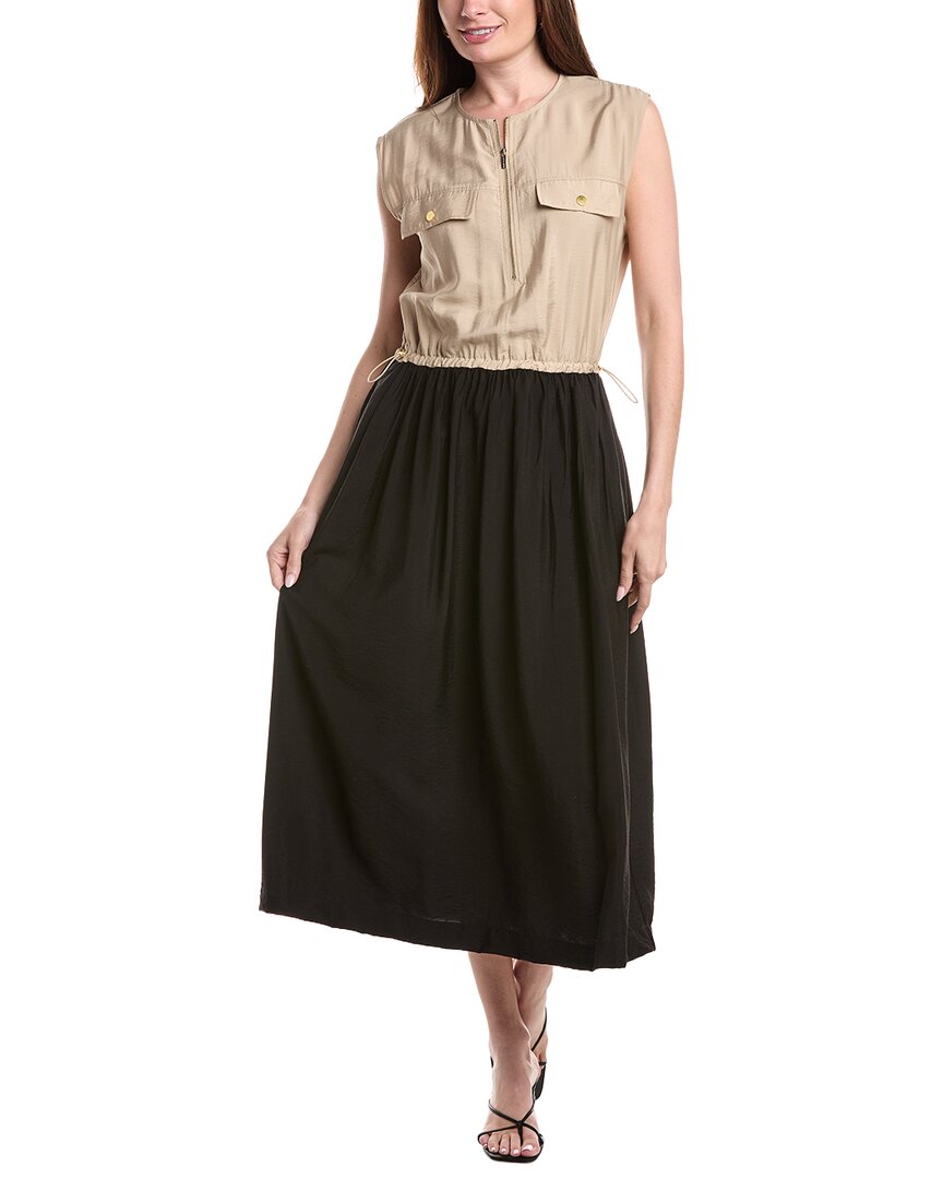 Ellen Tracy Crinkle Colorblock Dress In Multi