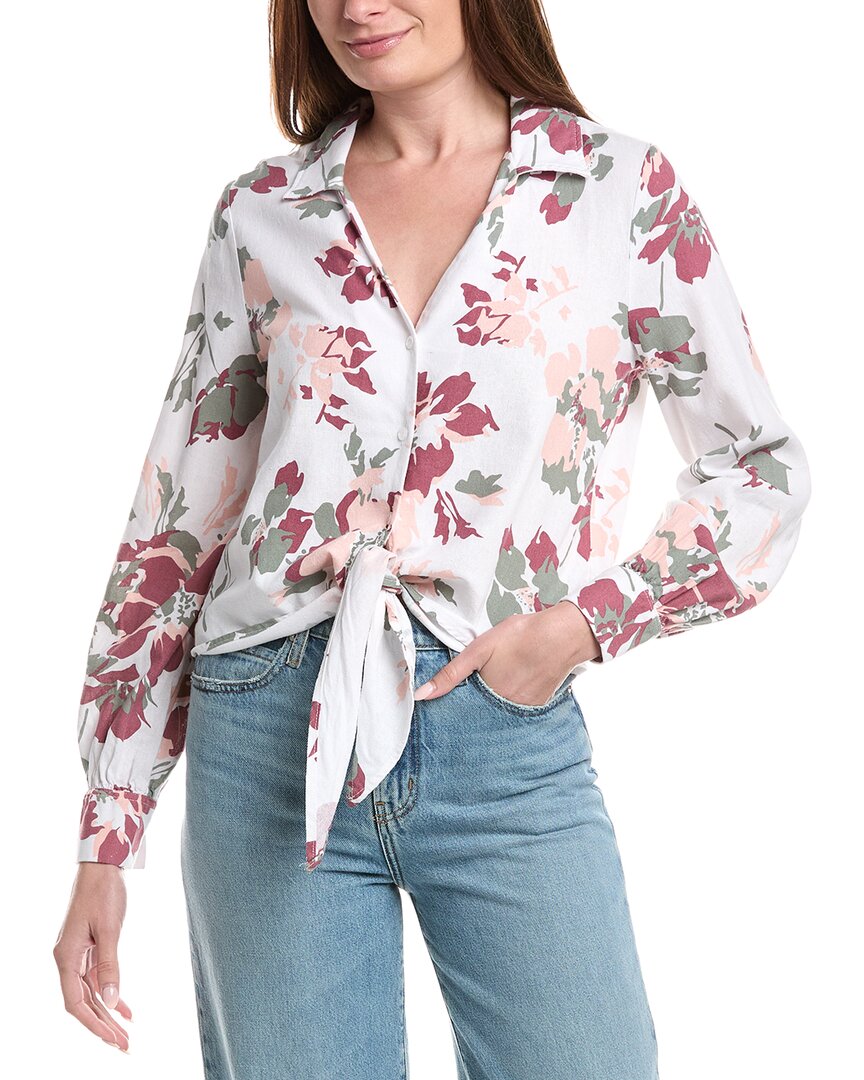 Ellen Tracy Tie Front Linen-blend Shirt