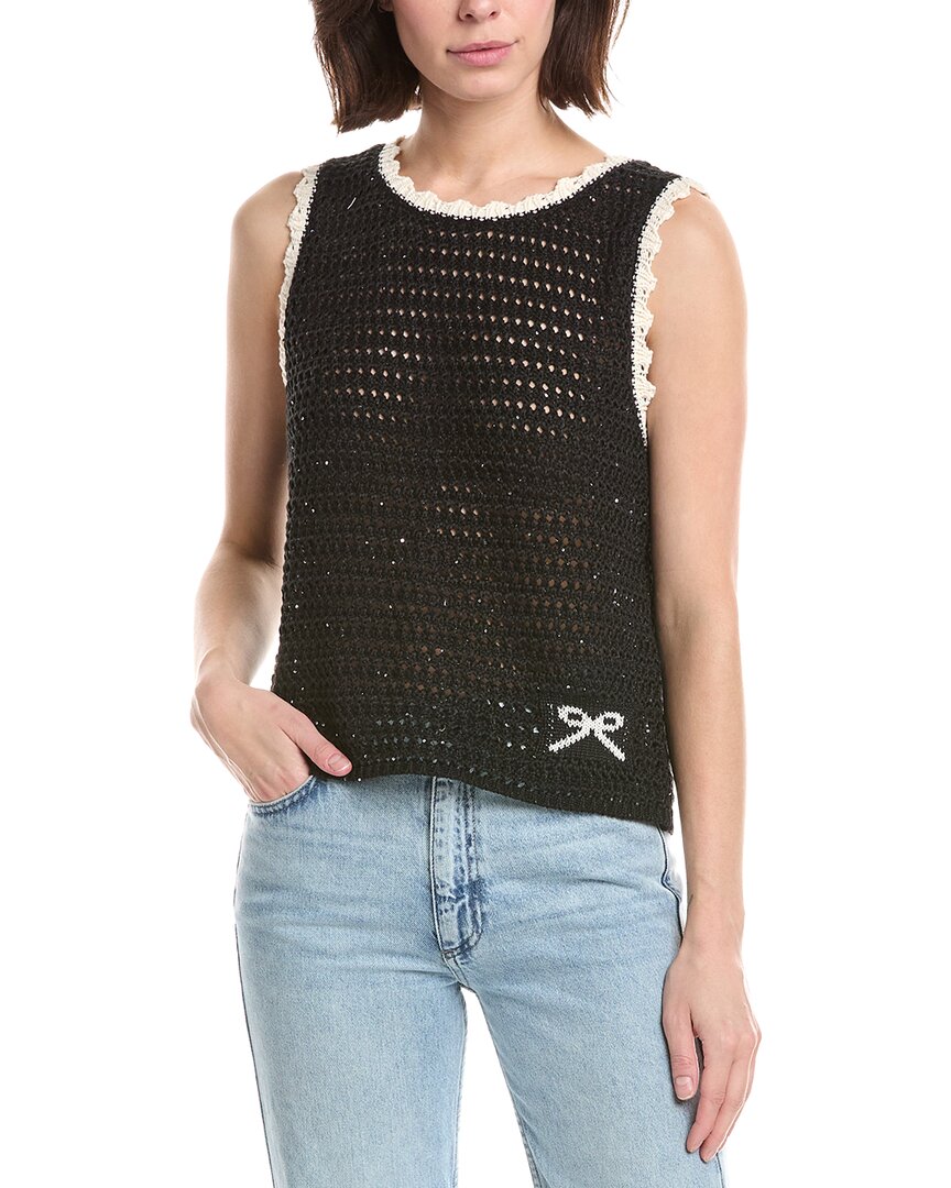Nvlt Sleeveless Crochet Sweater In Black