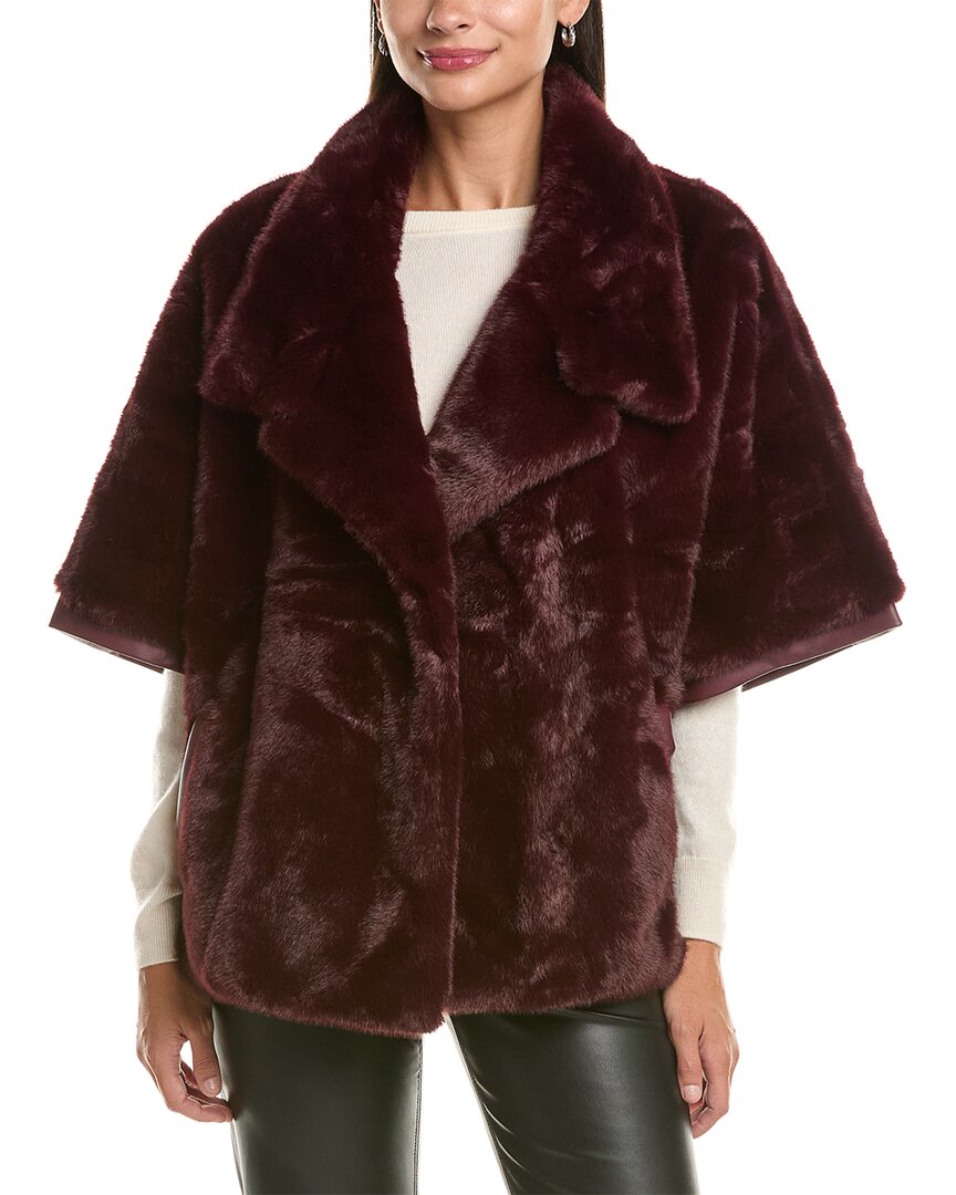 La Fiorentina Faux Fur Jacket In Burgundy