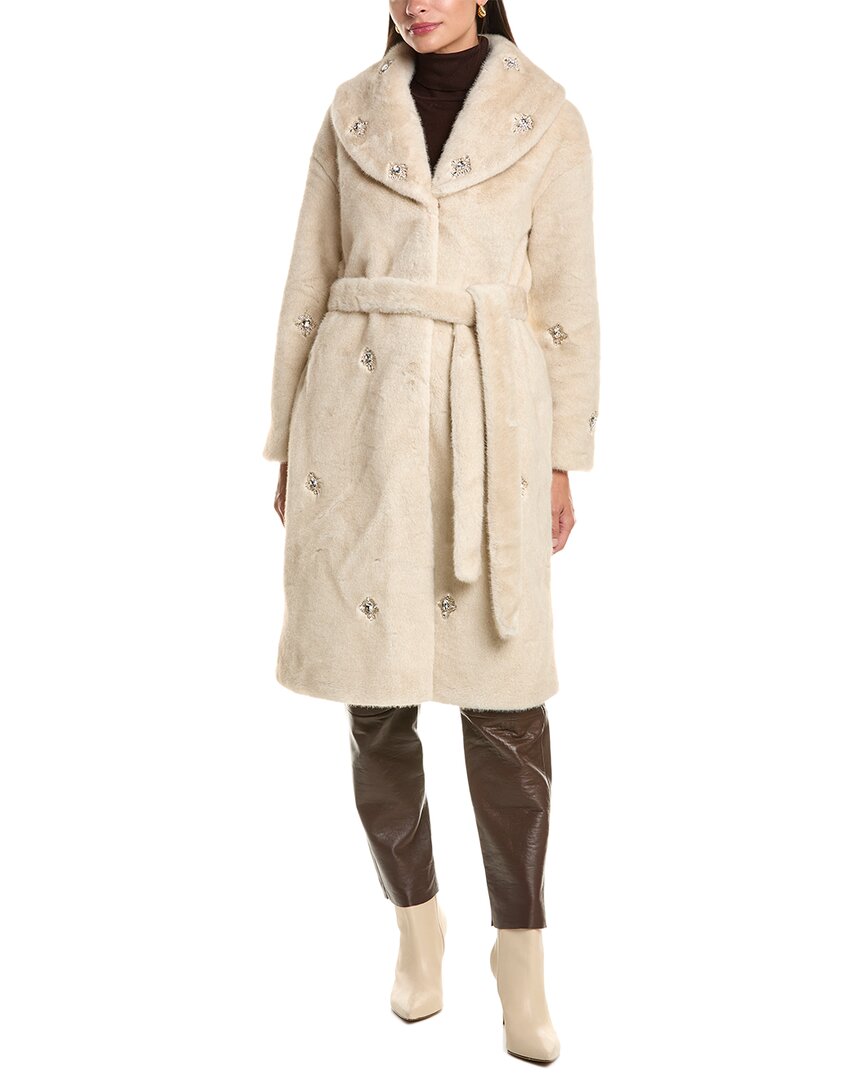 La Fiorentina Jewels Coat In Neutral