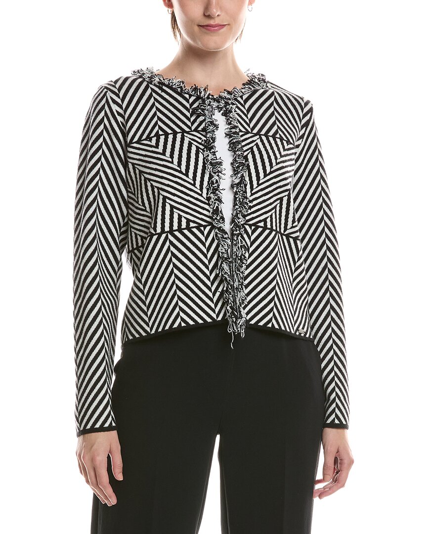 Picadilly Chevron Fringed Jacket In Black