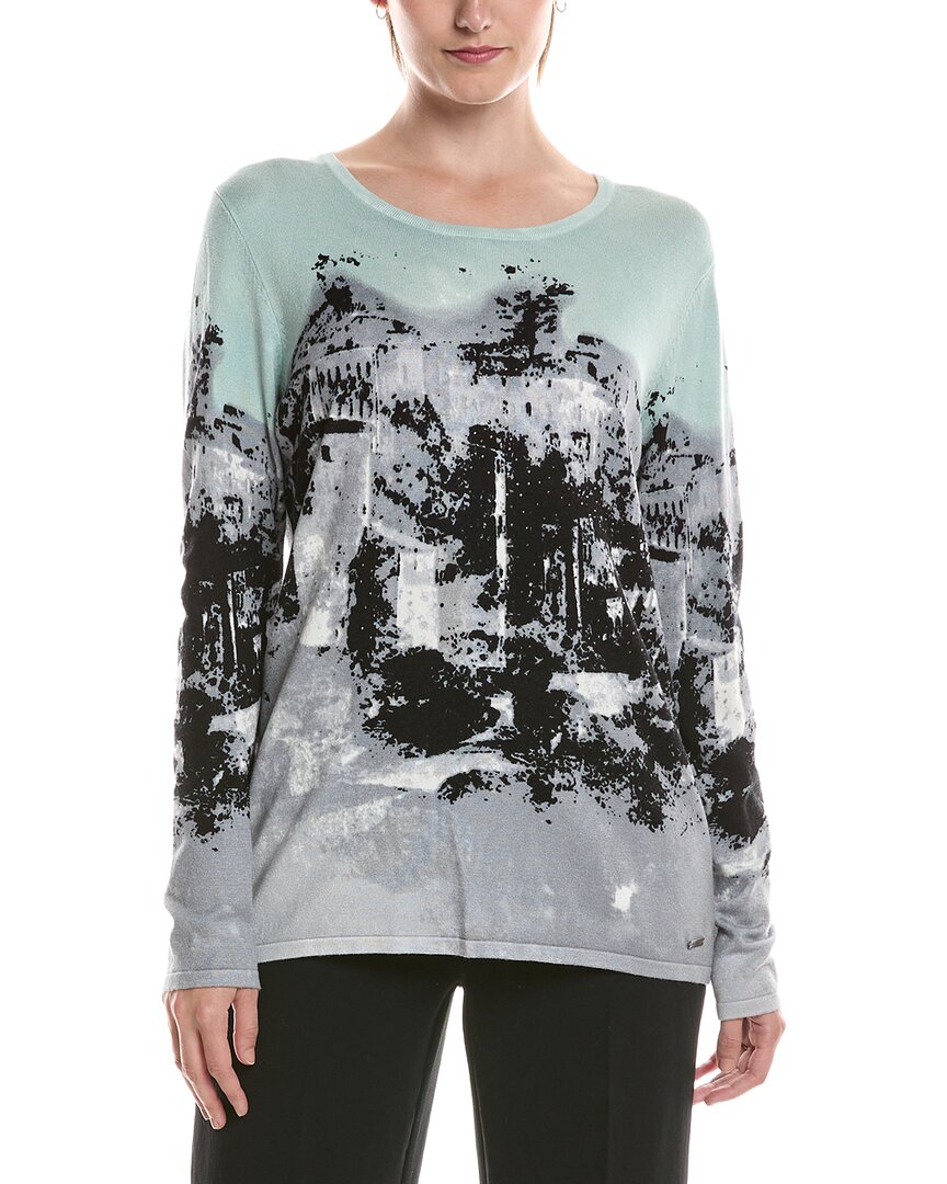 Picadilly Crewneck Printed Top In Blue