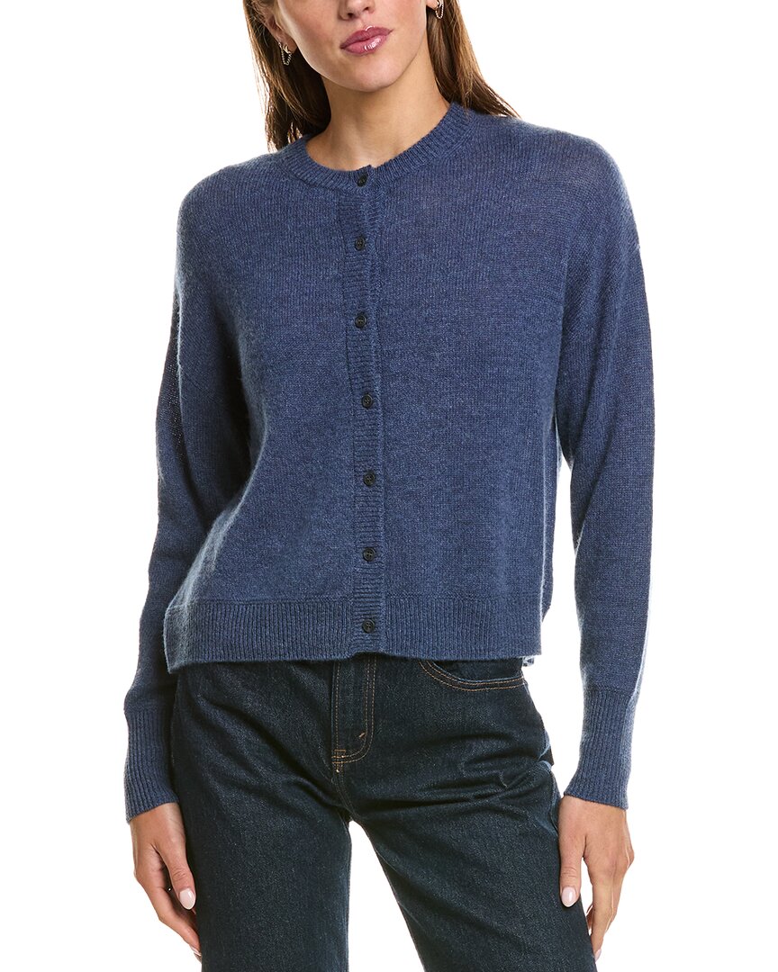 Hannah Rose Drop Shoulder 100% Cashmere Cardigan In Blue