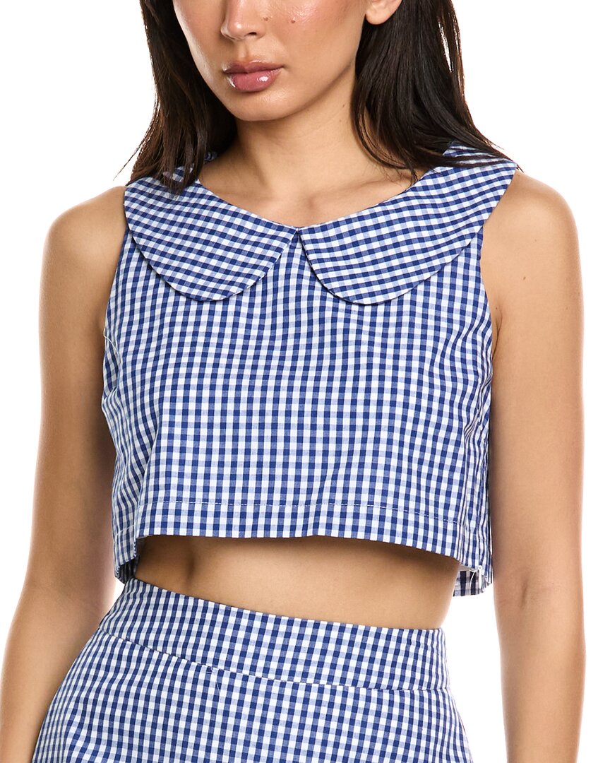 Luxe Always Check Top In Navy
