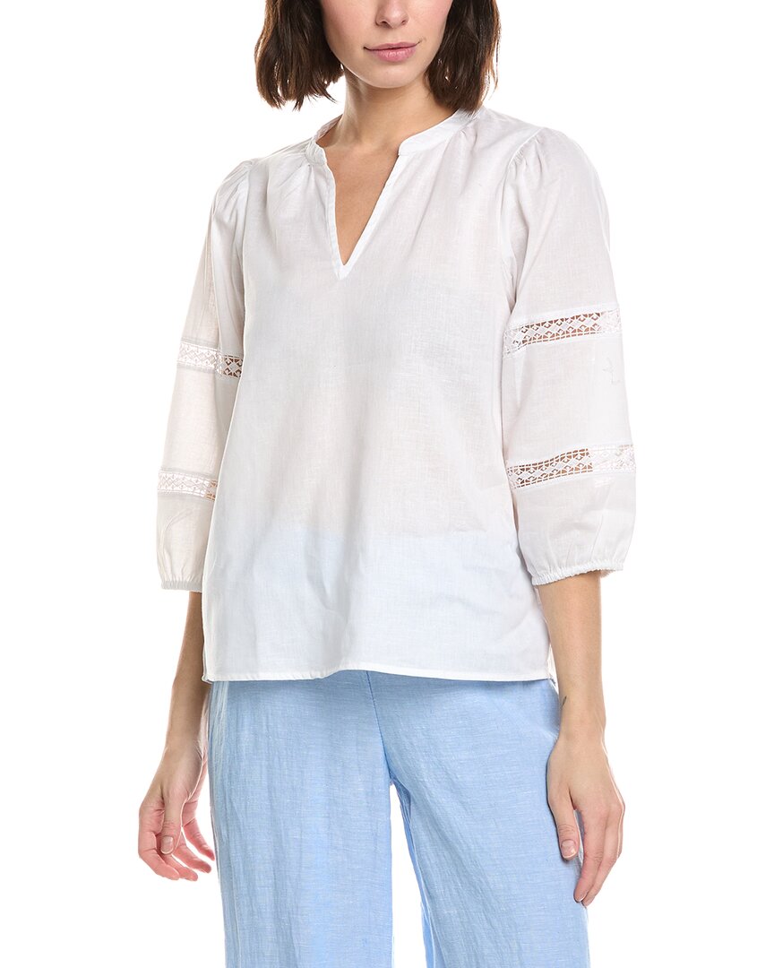 Stella Parker Constance Linen-blend Blouse In White