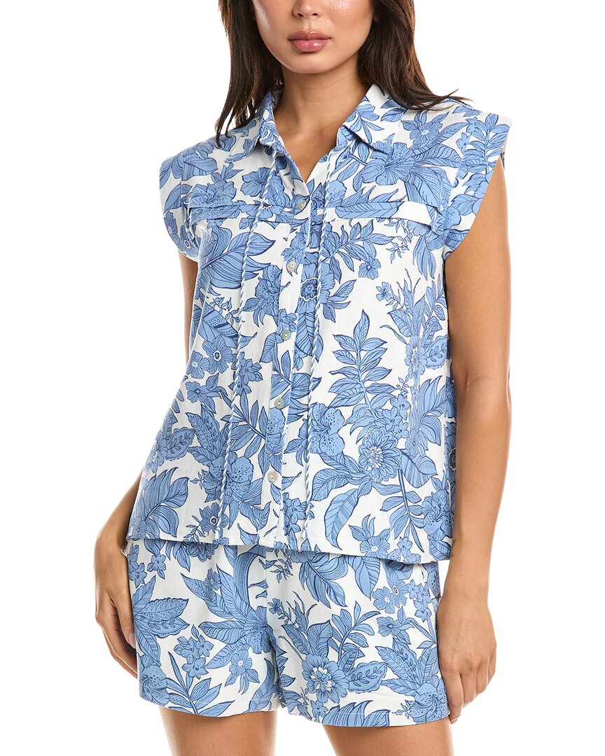 Fate Linen-blend Top In Blue