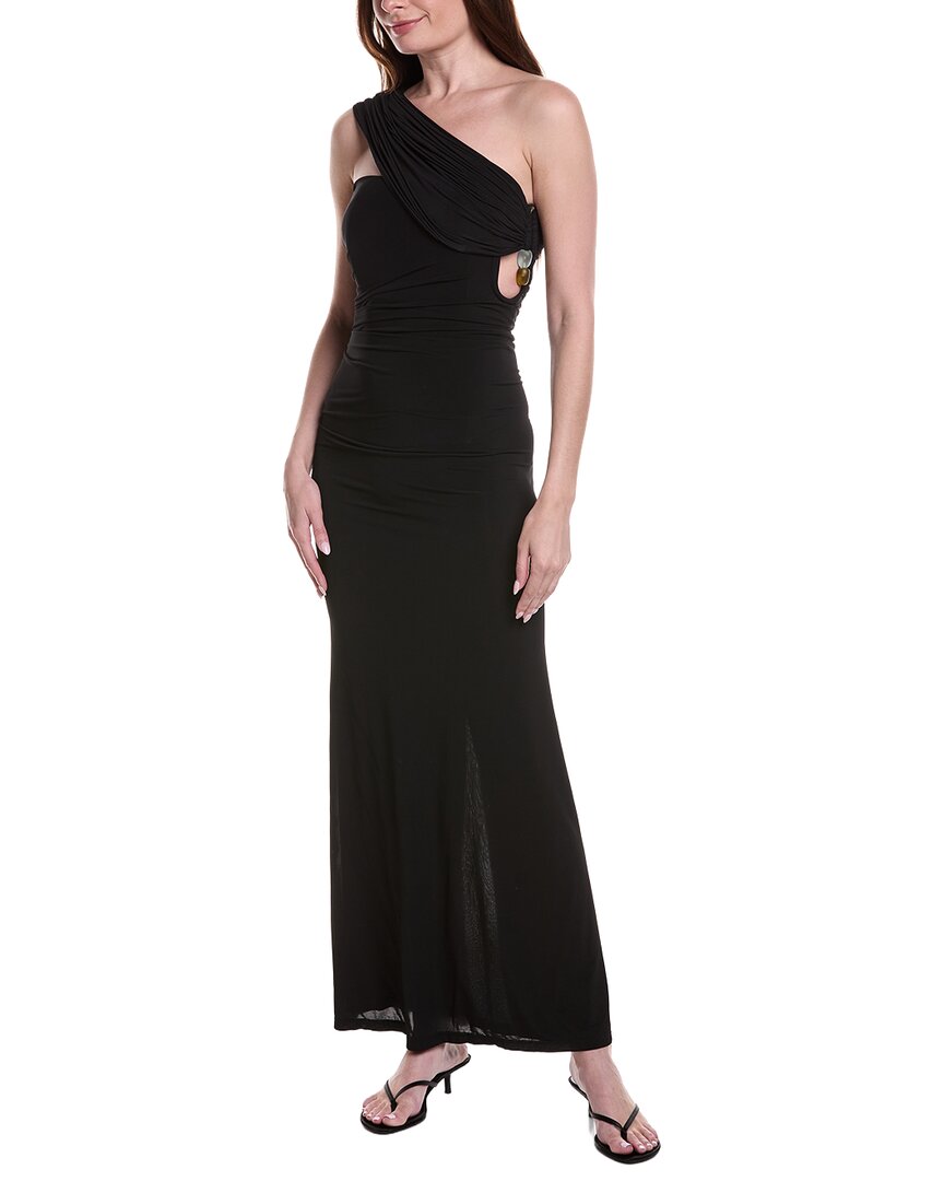 Christopher Esber Black Beach Glass Draped Jersey Strapless Dress