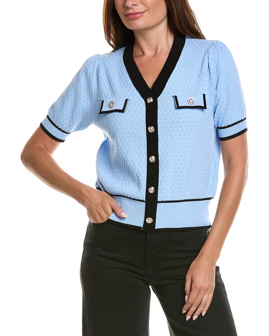Nanette Lepore Nanette  Short Sleeve Cardigan Top In Black