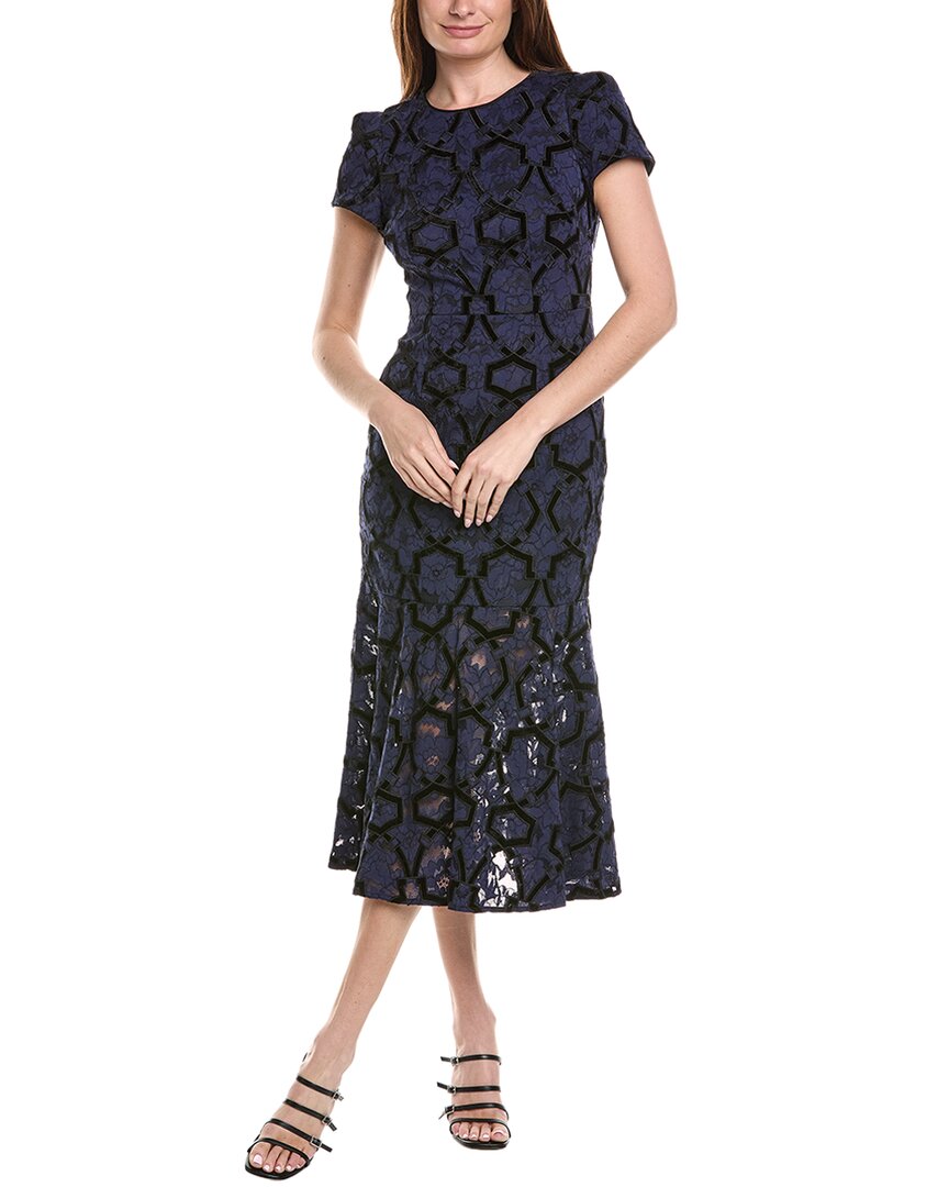Milly Tahlia Velvet Flock Lace Maxi Dress In Black