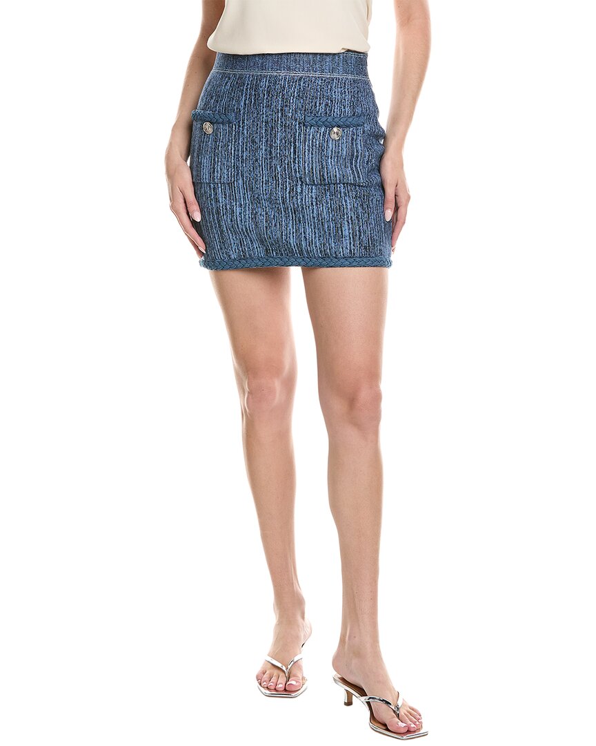 Milly Soleil Pinstripe Knit Mini Skirt In Blue