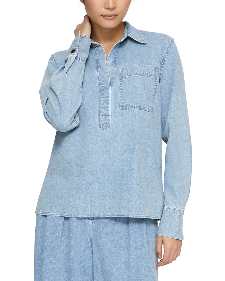 Lafayette 148 New York Patch Pocket Popover Shirt In Blue