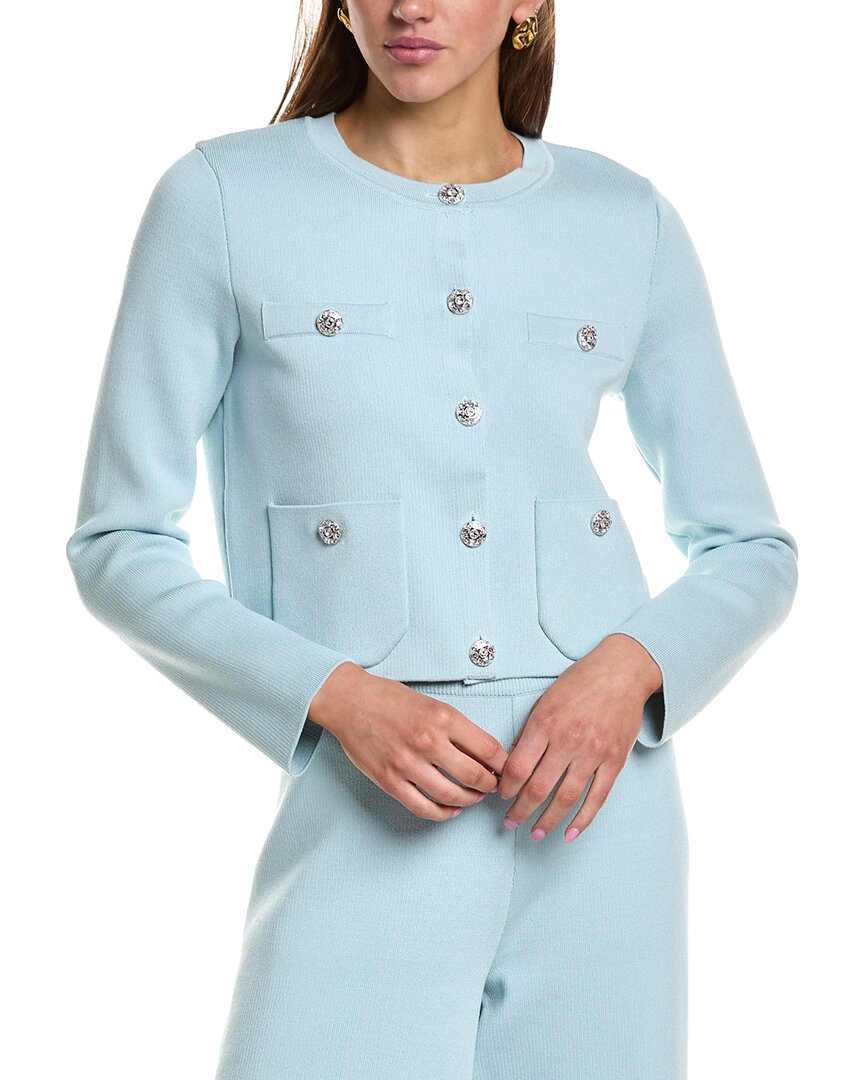 Endless Rose Knit Long Sleeve Cardigan In Blue