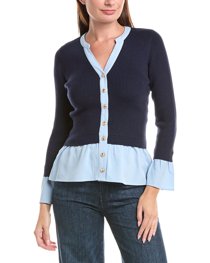 Nanette Lepore Nanette  Knit Button Top In Blue