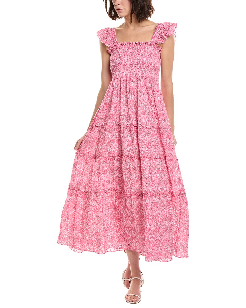 Sail To Sable Flutter Smocked Midi Dress In Pink