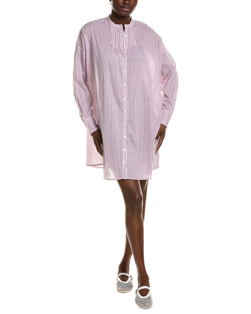 Emerson Fry Mandarin Collar Shirtdress In Purple