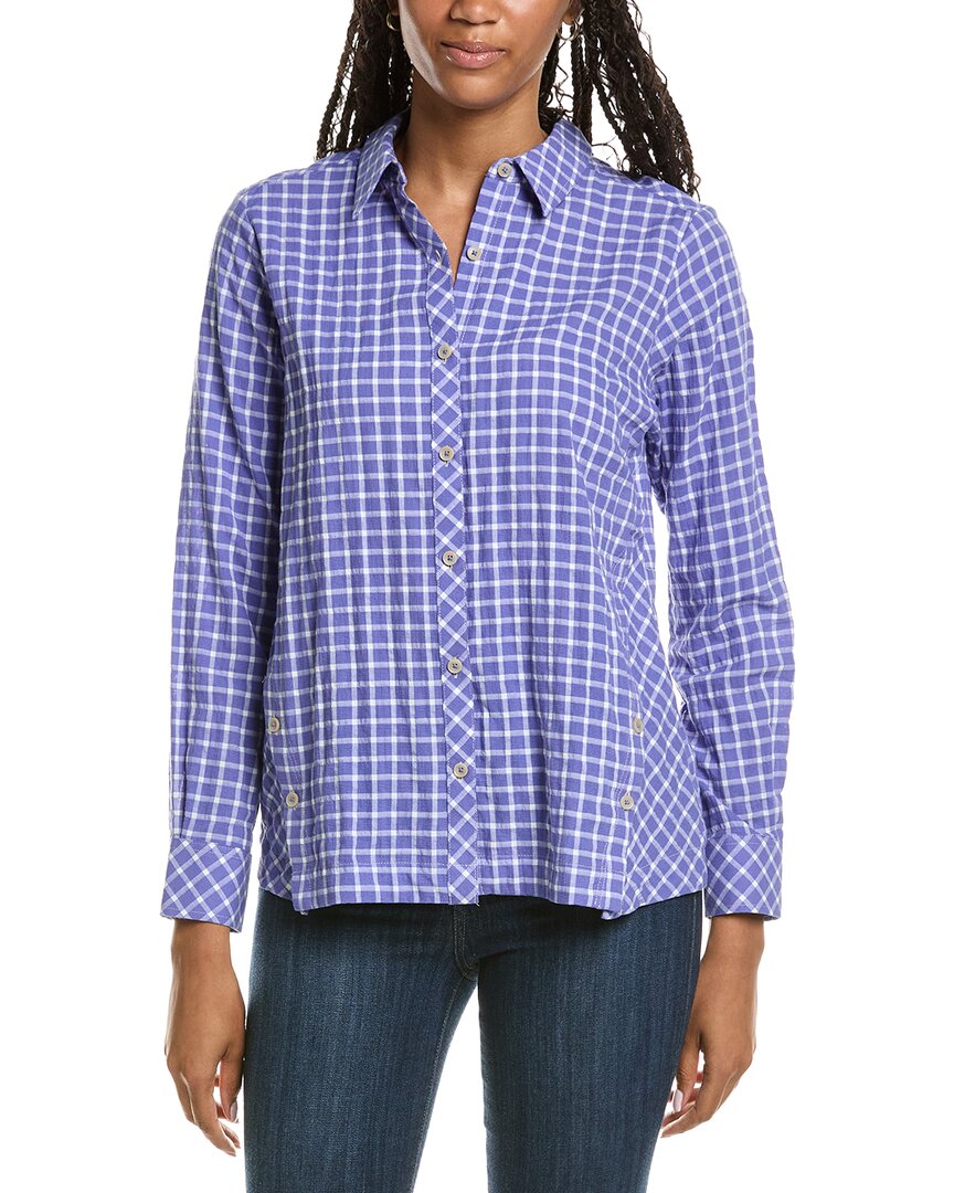 Foxcroft Cassie Warm Plaid Shirt In Blue