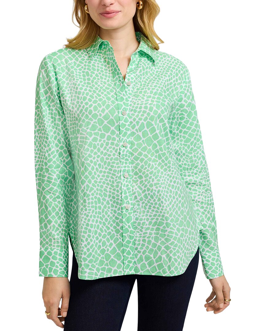 Foxcroft Meghan Giraffe Linen-blend Shirt In White