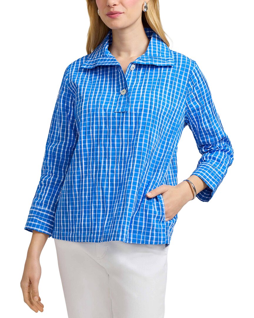Foxcroft Sammy Popover Blouse In Blue