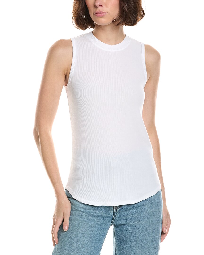 T Tahari Ribbed Tank Top In White
