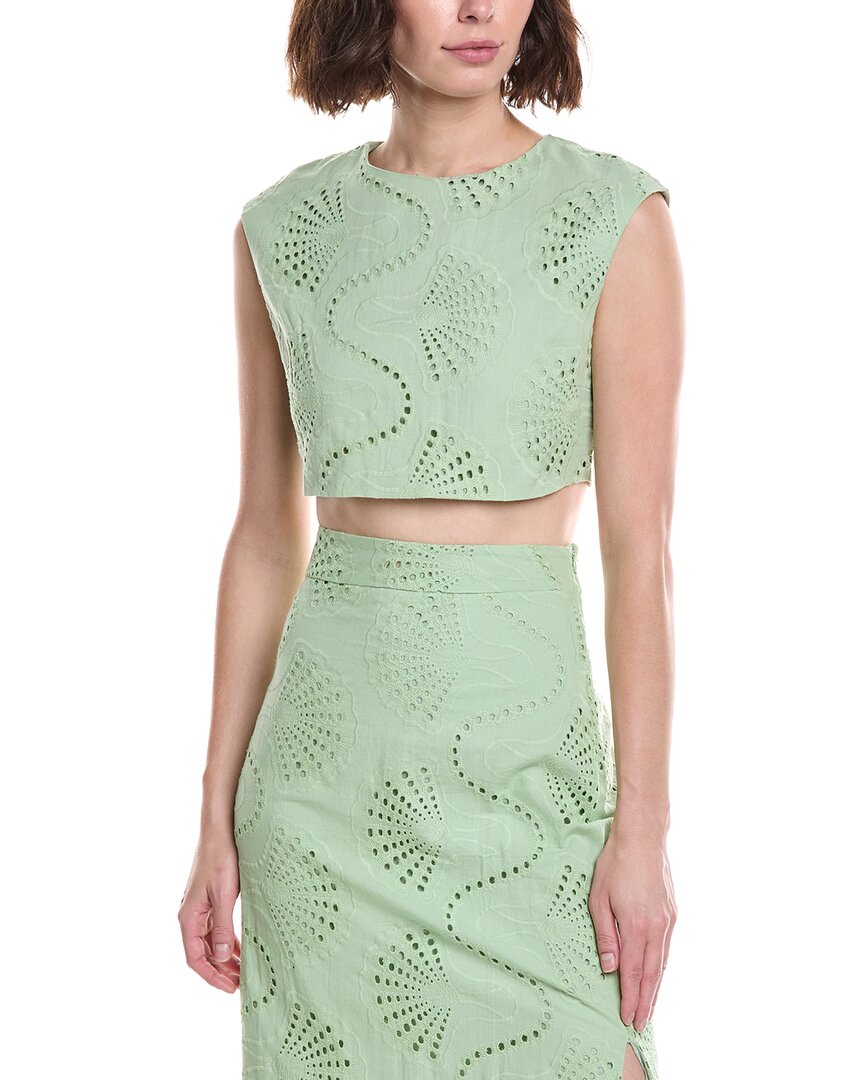 Colette Rose Embroidered Top In Green