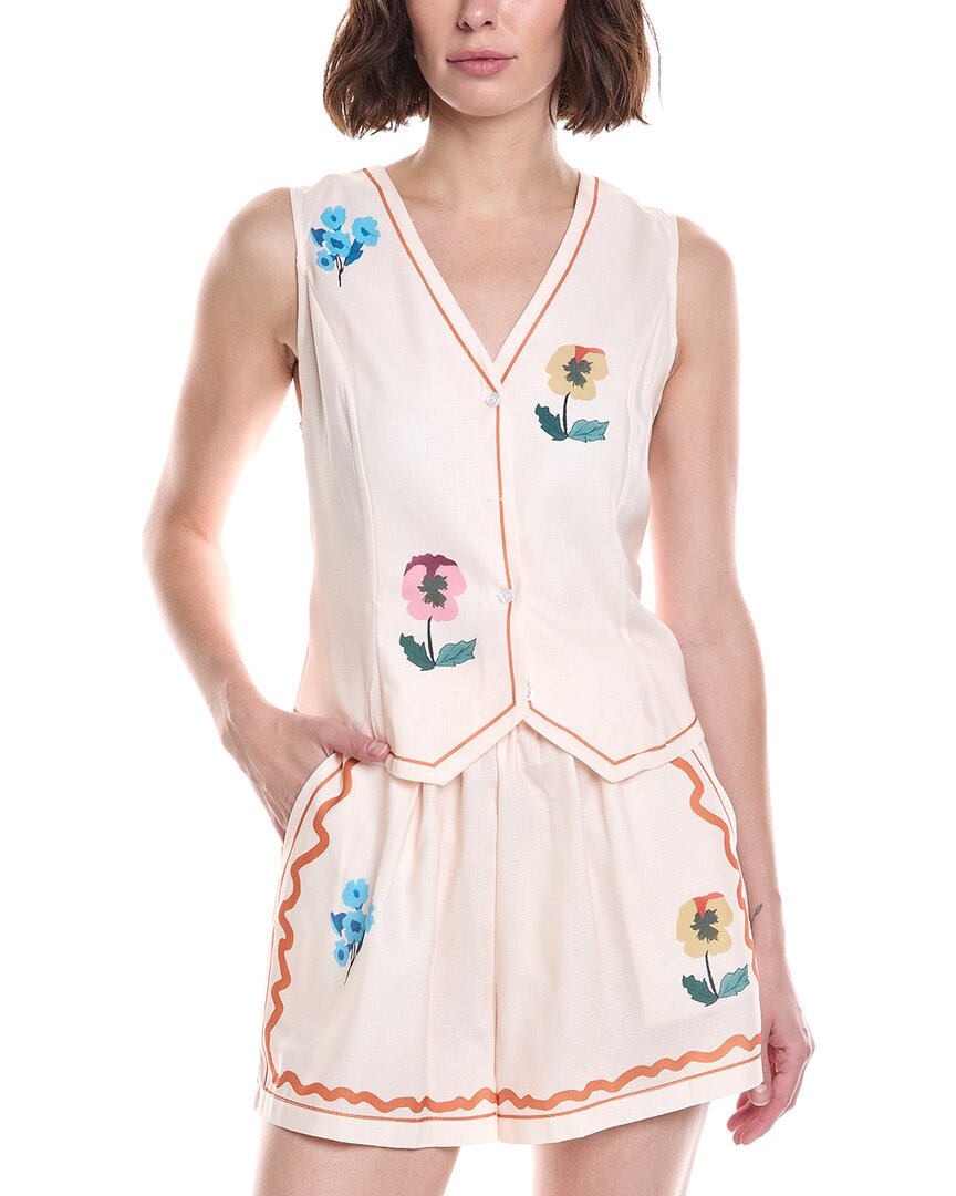 Colette Rose Floral Top In White