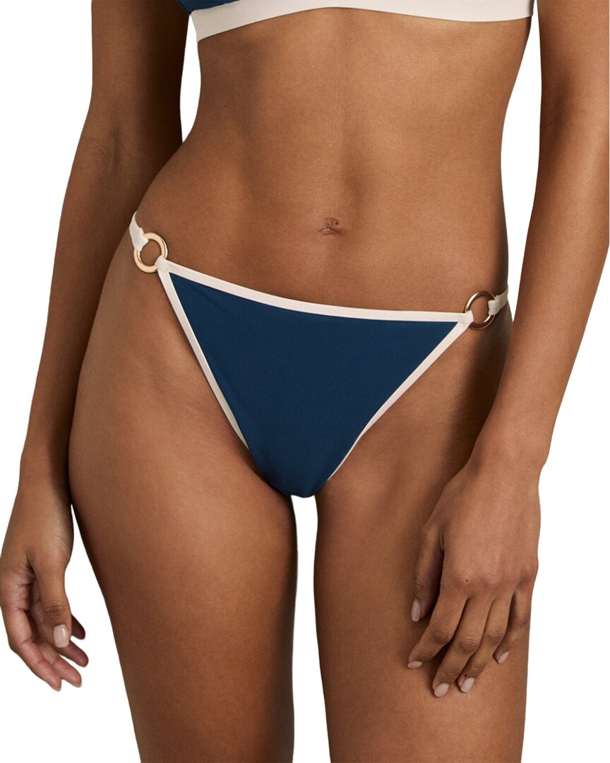Reiss Bianca Contrast Trim Fixed Swimsuit In Blue