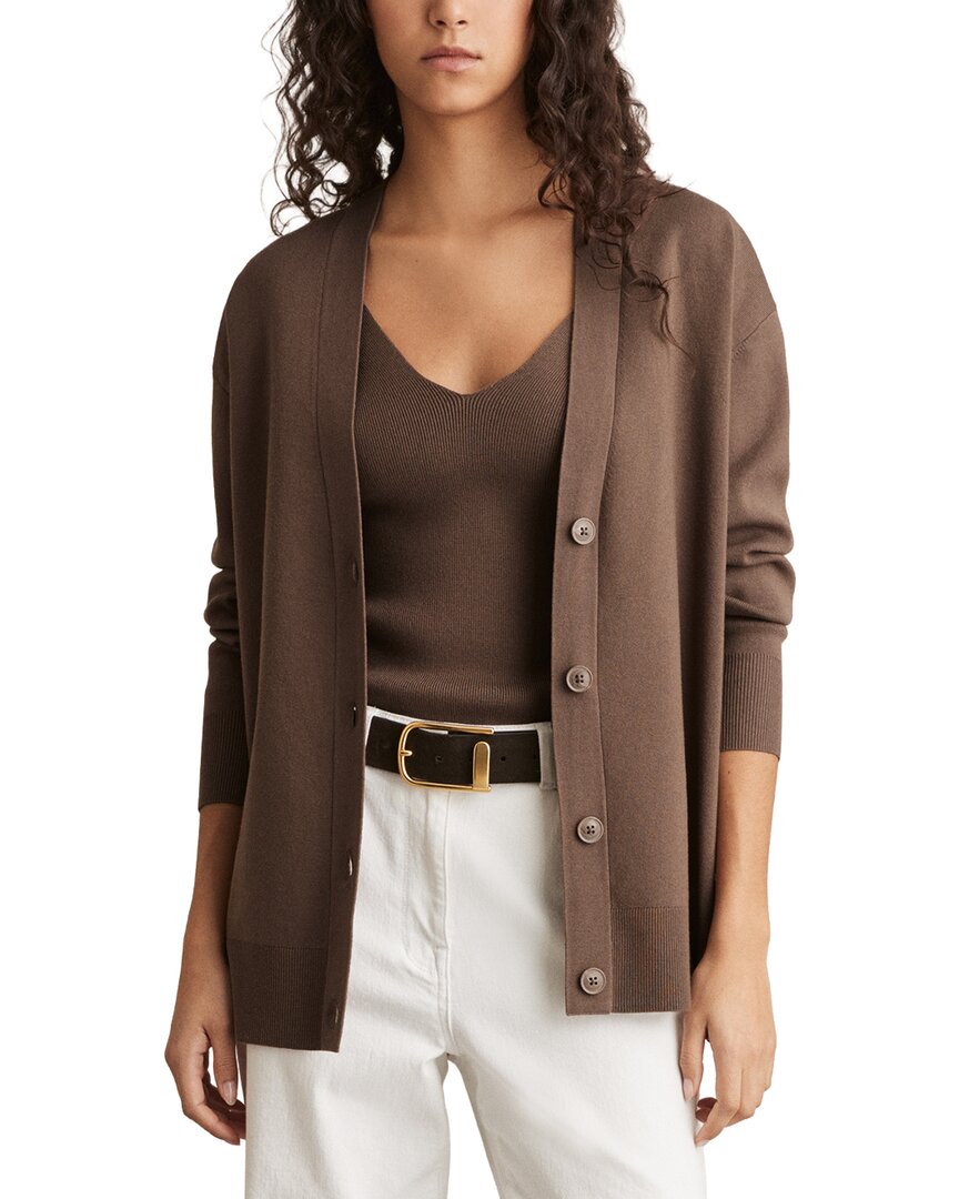 Reiss Lucy Wool-blend Cardigan In Mink