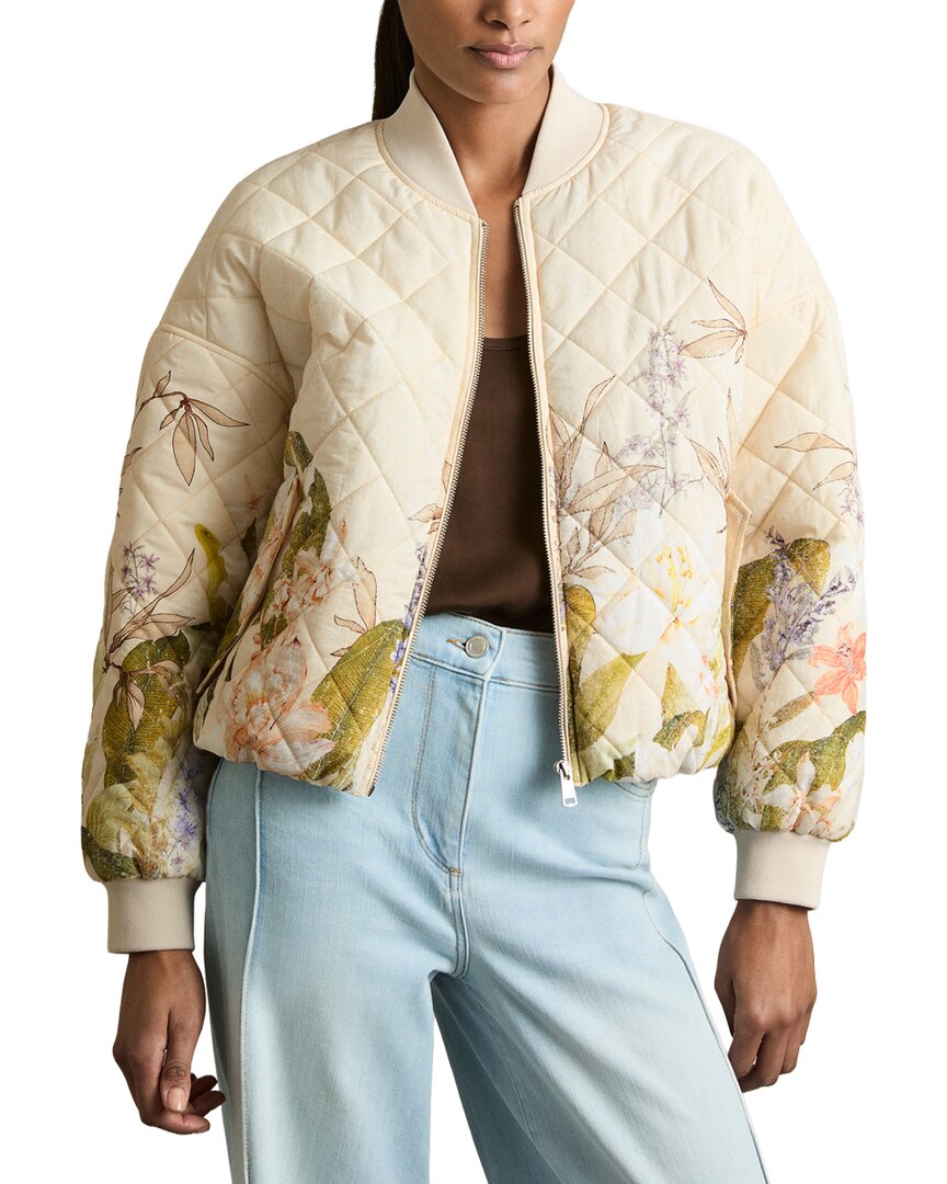Reiss Nina Print Printed Bomber Jacket In Pink Print