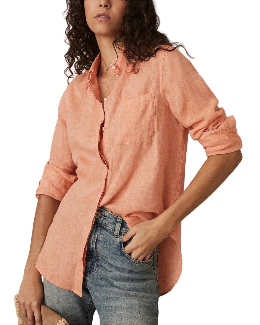 Reiss Belle Linen Shirt In Pink