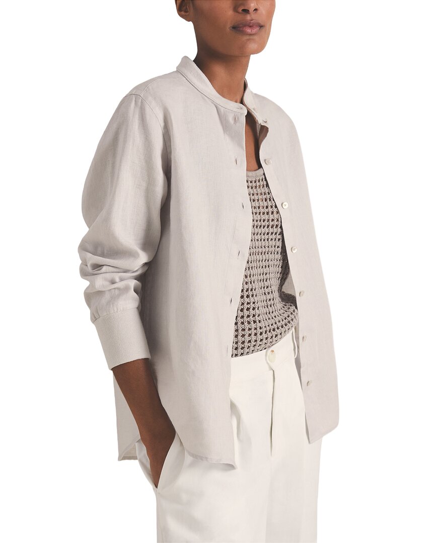 Reiss Regan Linen Shirt In Soft Grey