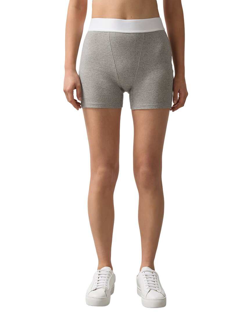 Reiss Sophia Ribbed Boxer Short In Grey Melange