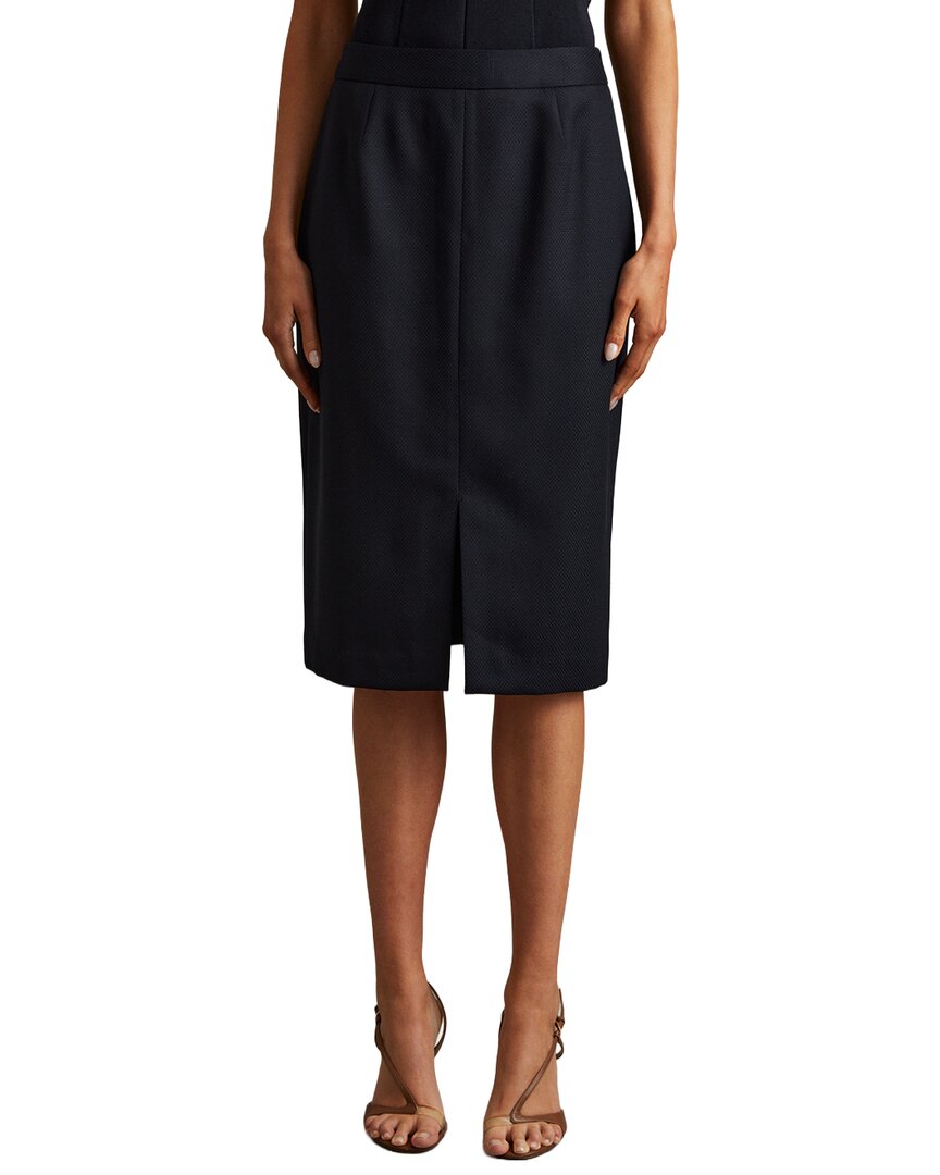Reiss Hallie Tailored Wool-blend Skirt In Navy