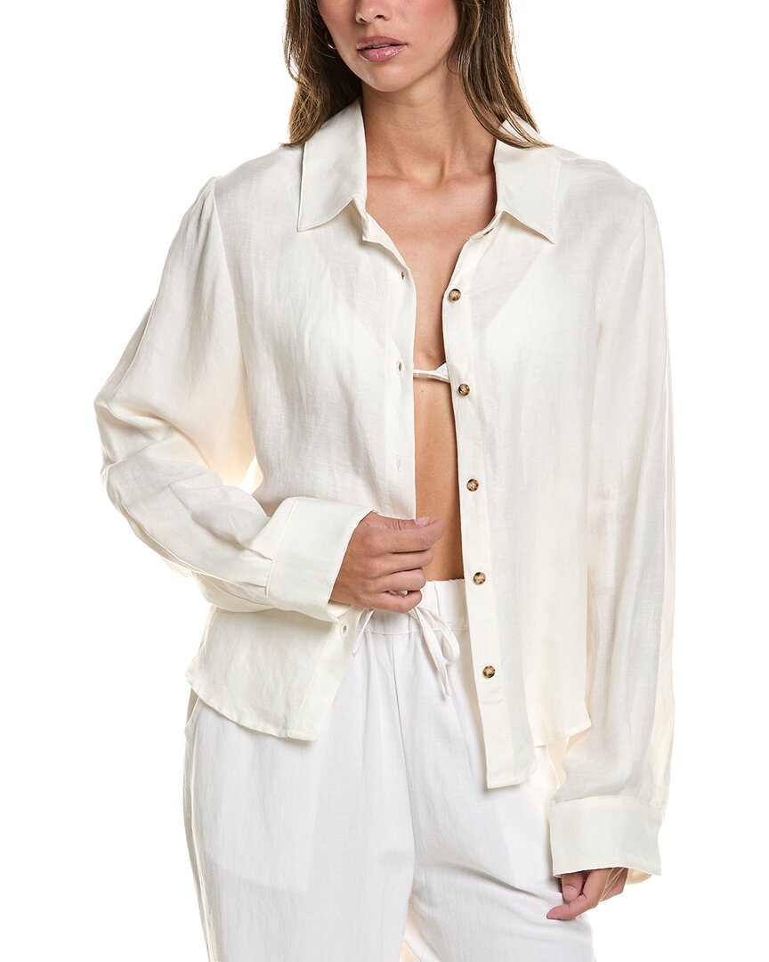 Anemos Linen-blend Phillips Button-down Shirt In White